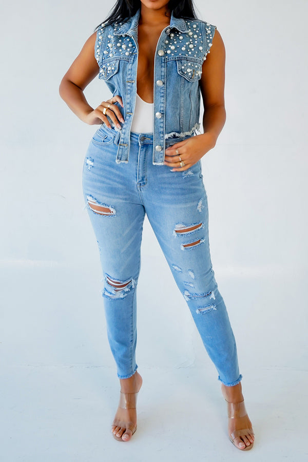 Stylish Single Breasted Denim Jacket