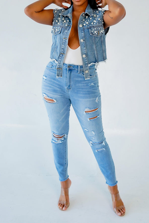 Stylish Single Breasted Denim Jacket