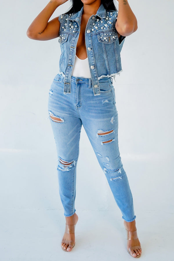 Stylish Single Breasted Denim Jacket