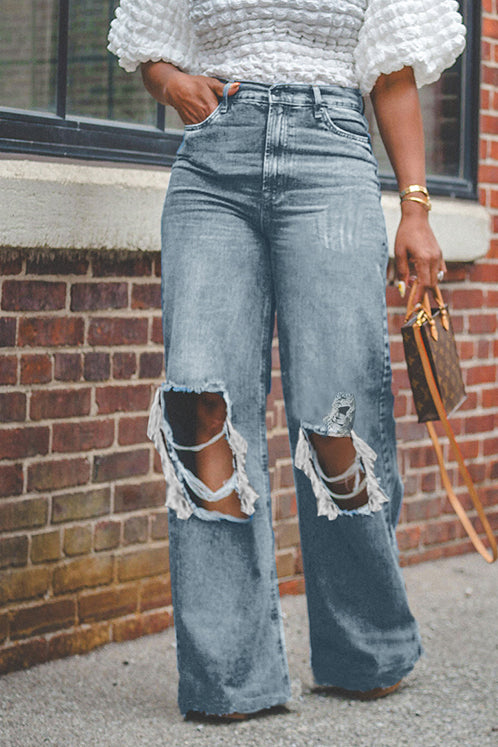 Stylish Distressed High Waisted Jeans