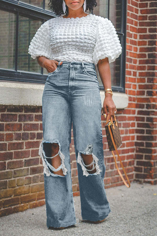 Stylish Distressed High Waisted Jeans