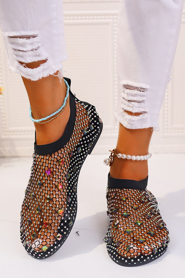 Colorful Diamond Fishnet Flat Sandals