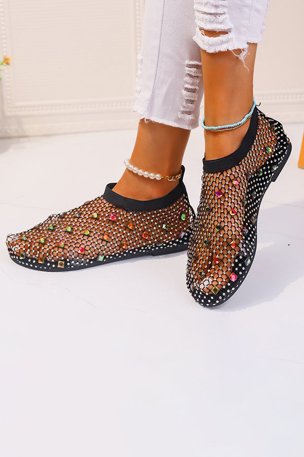 Colorful Diamond Fishnet Flat Sandals