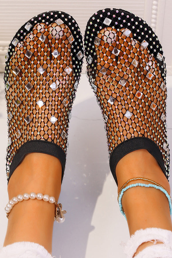 Colorful Diamond Fishnet Flat Sandals