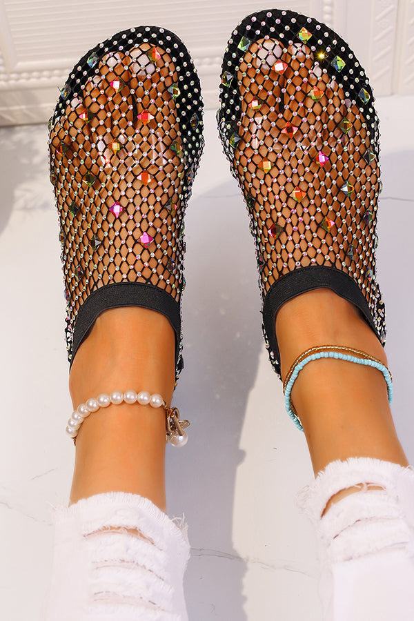 Colorful Diamond Fishnet Flat Sandals