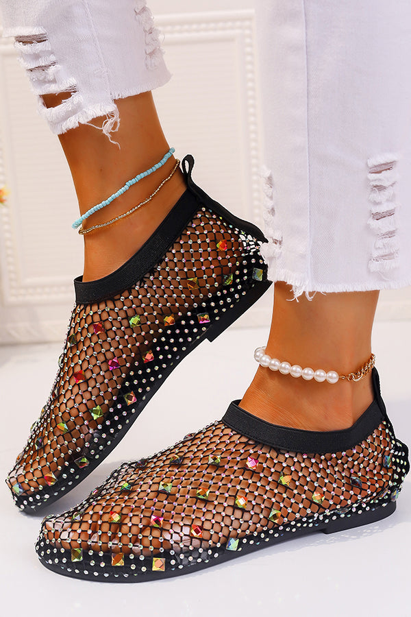 Colorful Diamond Fishnet Flat Sandals