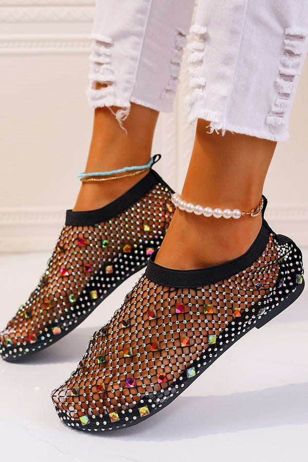 Colorful Diamond Fishnet Flat Sandals