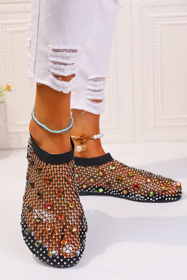 Colorful Diamond Fishnet Flat Sandals