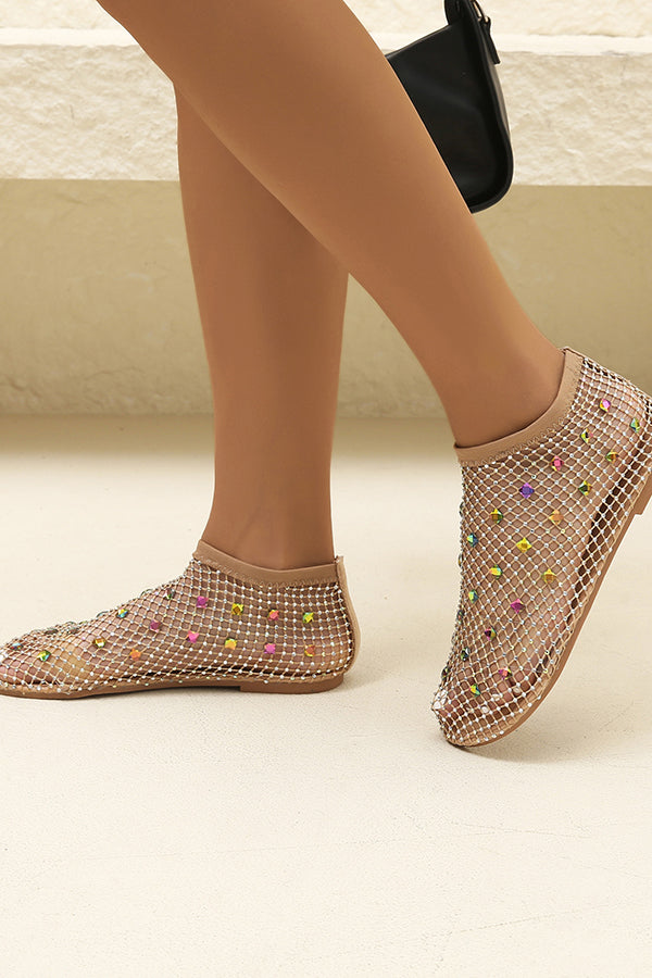 Colorful Diamond Fishnet Flat Sandals