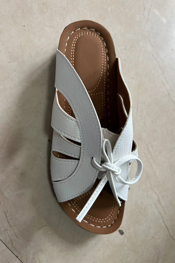 Thick-Soled Bow-Embellished Roman Sandals