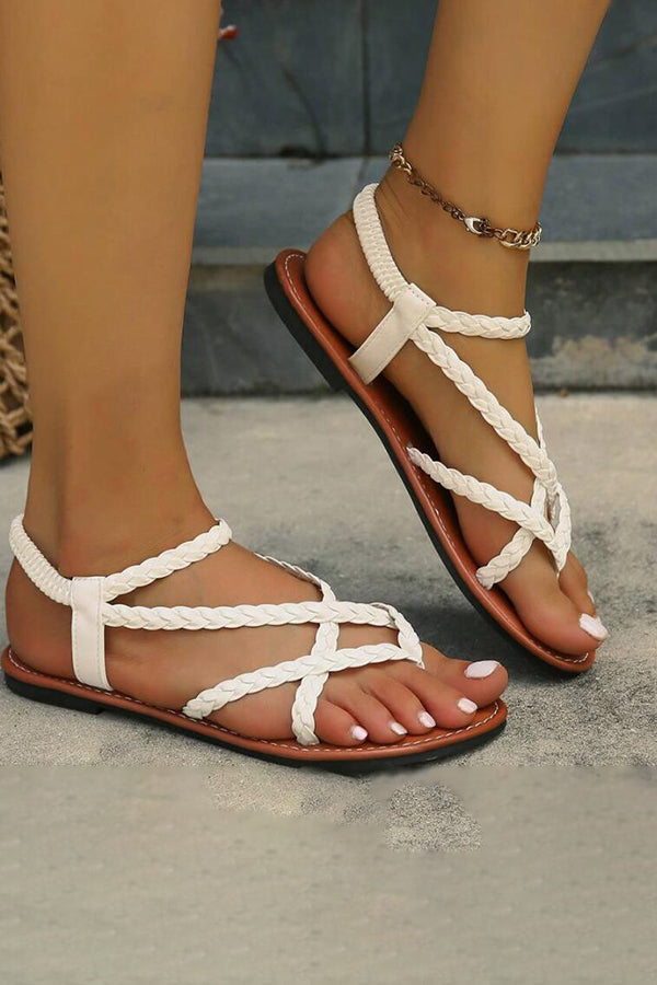 Cross Braid Thong Strap Sandals