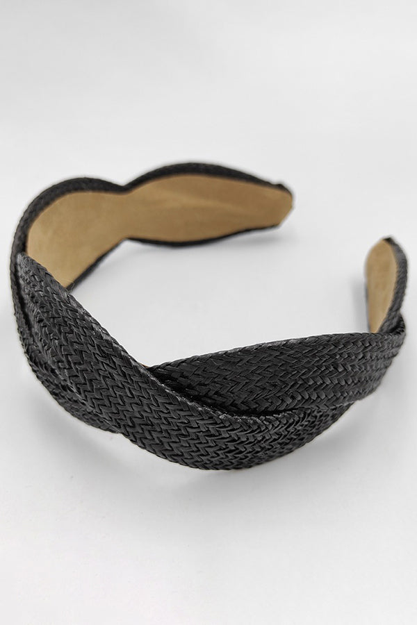 Fashionable Wide-Brimmed Solid Color Straw Headband