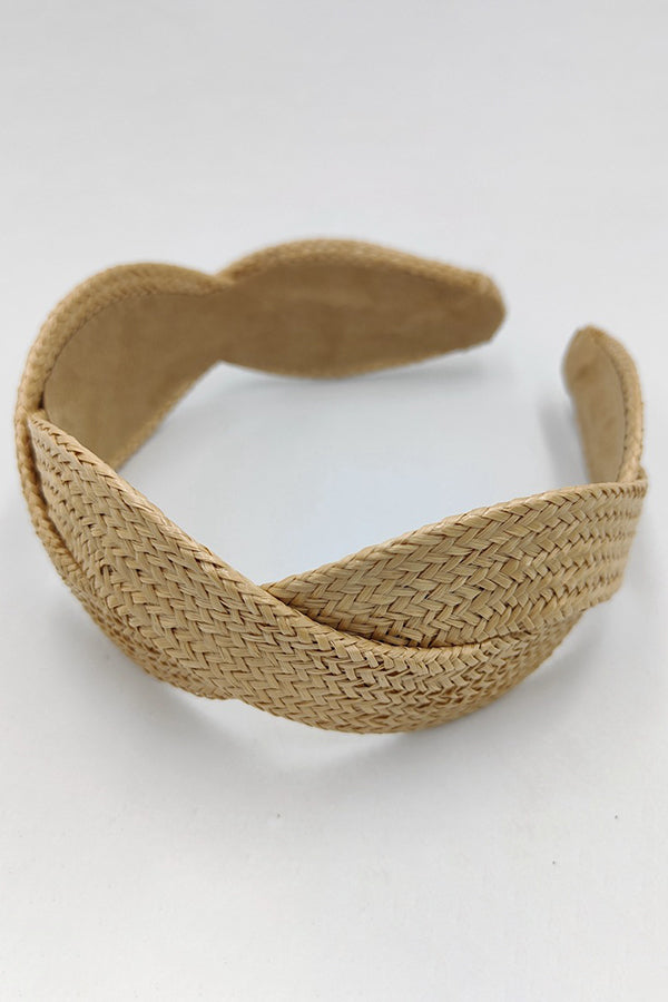 Fashionable Wide-Brimmed Solid Color Straw Headband