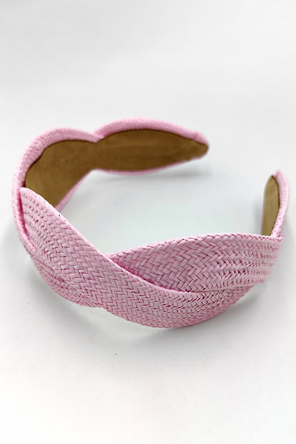 Fashionable Wide-Brimmed Solid Color Straw Headband