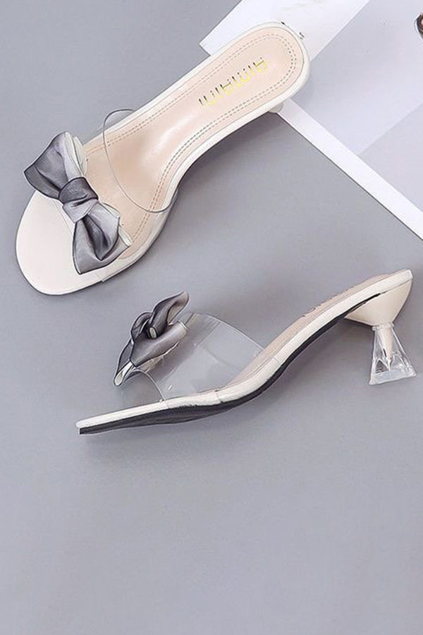 Sweet Solid Color Bow Crystal Sandals