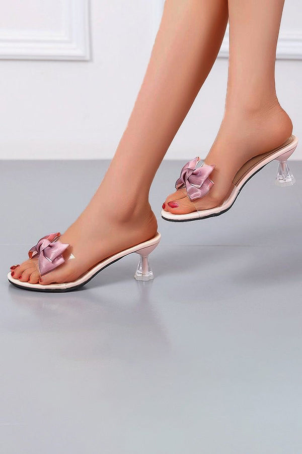 Sweet Solid Color Bow Crystal Sandals