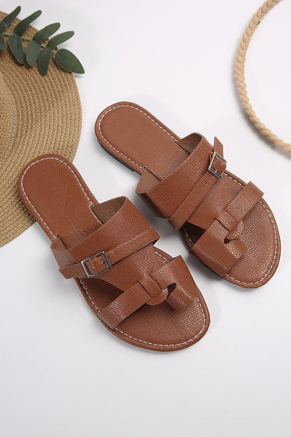 Casual Solid Color Flat Toe Sandals