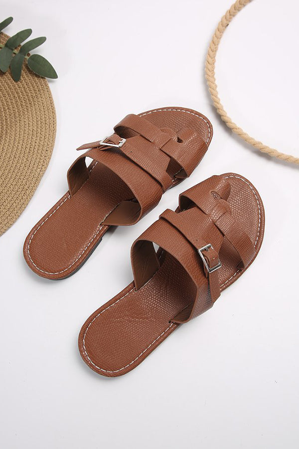 Casual Solid Color Flat Toe Sandals