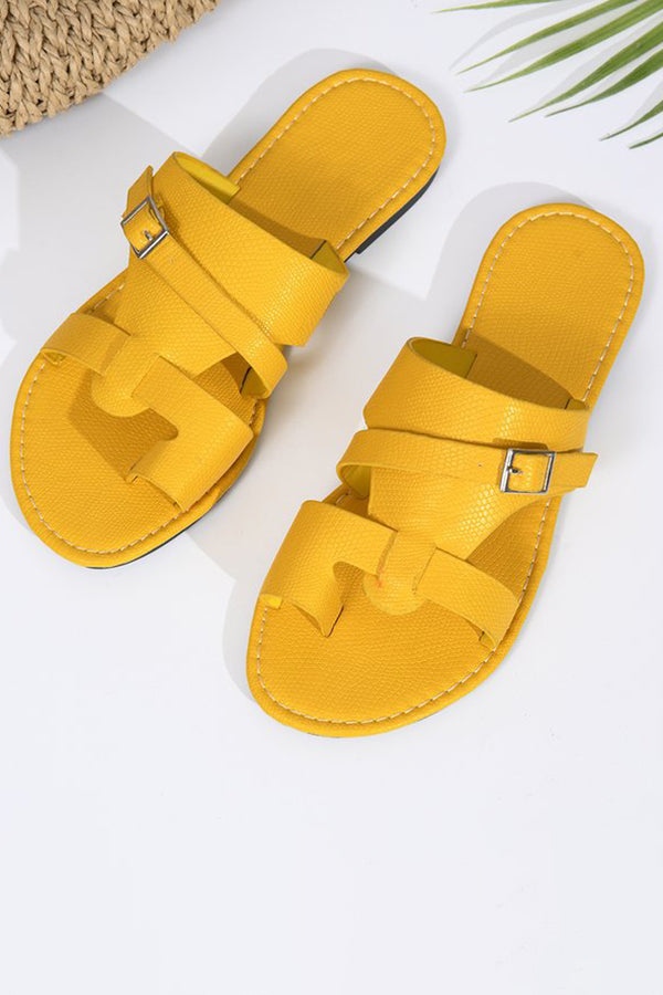 Casual Solid Color Flat Toe Sandals