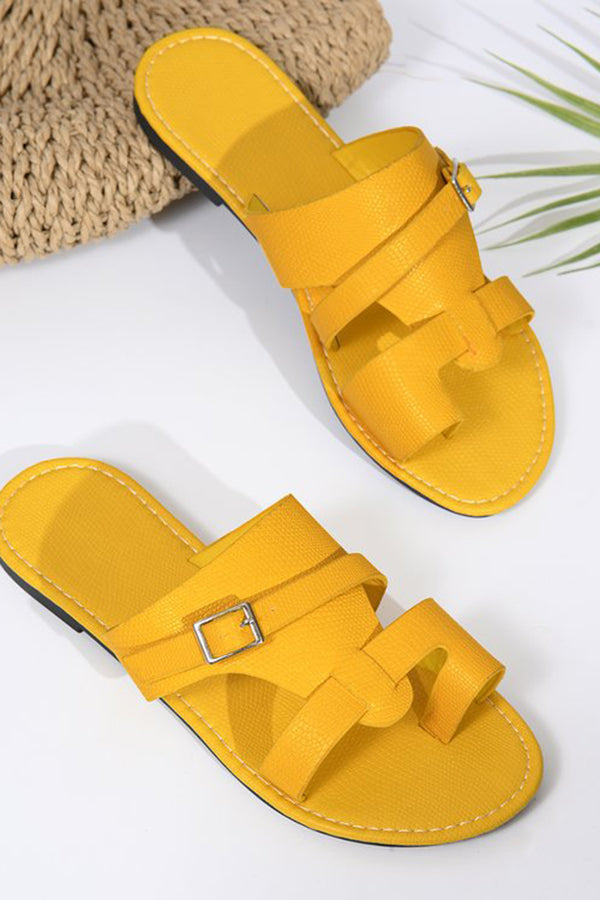 Casual Solid Color Flat Toe Sandals