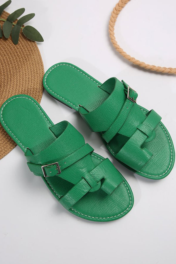 Casual Solid Color Flat Toe Sandals