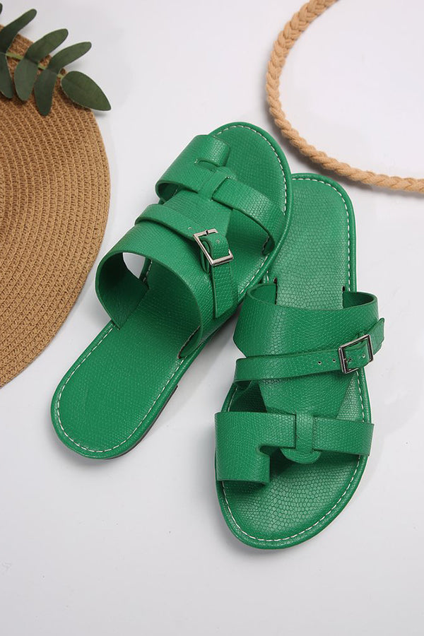 Casual Solid Color Flat Toe Sandals