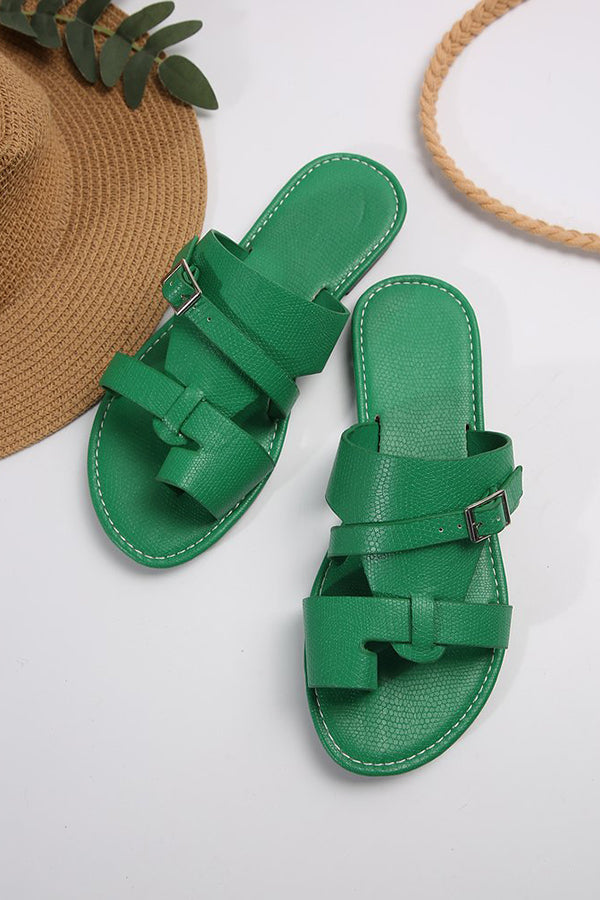 Casual Solid Color Flat Toe Sandals