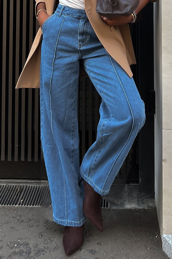 Casual Loose Solid Drape Jeans