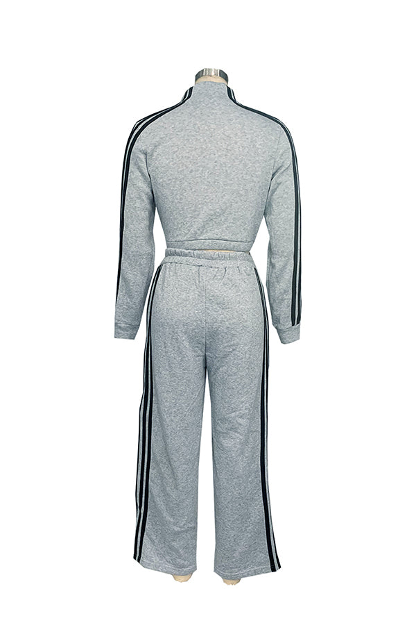 Sports Striped Zip Top & Pants Set