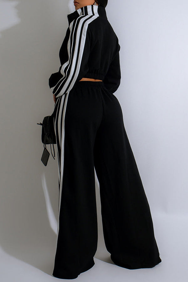 Sports Striped Zip Top & Pants Set