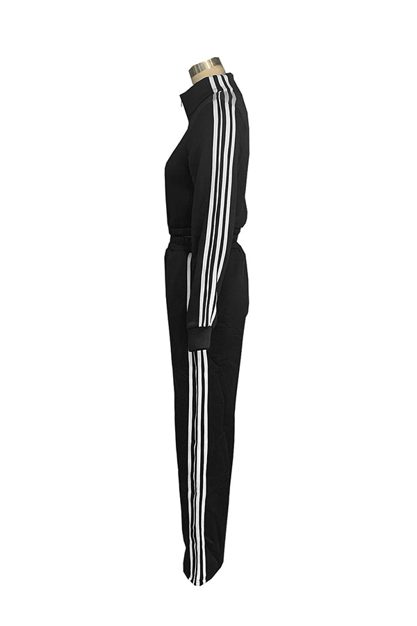 Sports Striped Zip Top & Pants Set