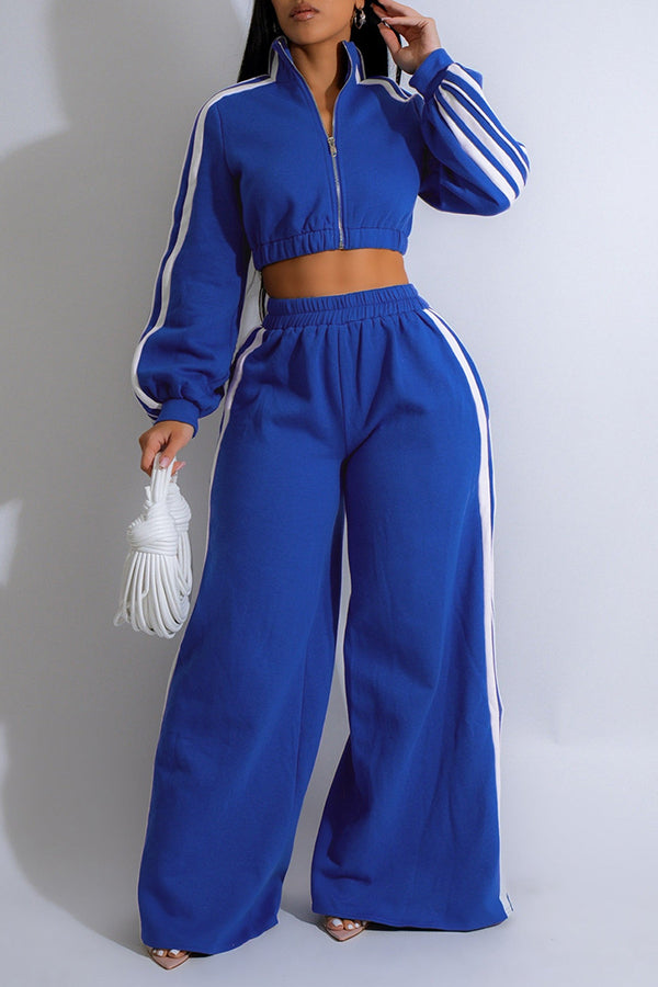 Sports Striped Zip Top & Pants Set