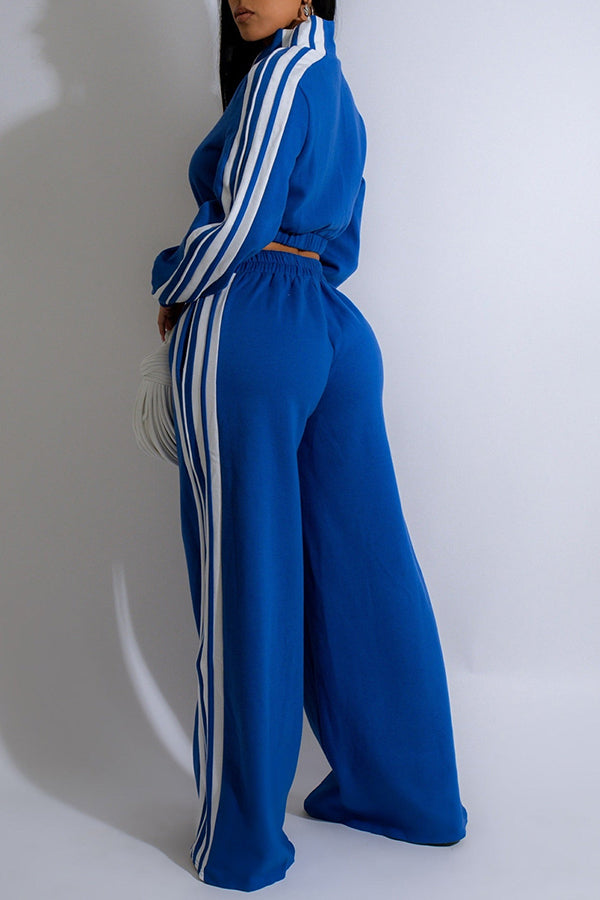 Sports Striped Zip Top & Pants Set