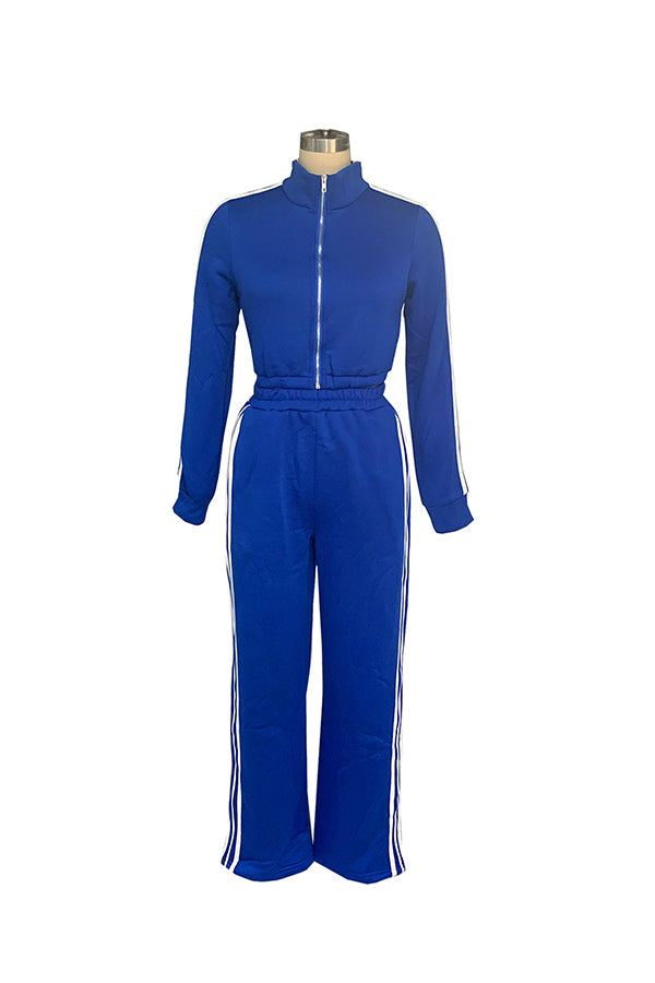 Sports Striped Zip Top & Pants Set