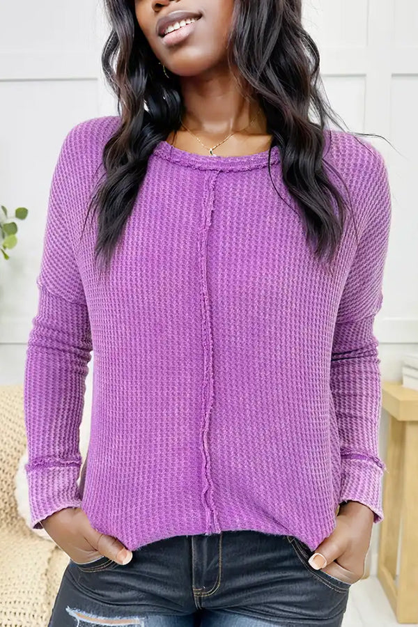 Casual Washed Loose Long Sleeved Top