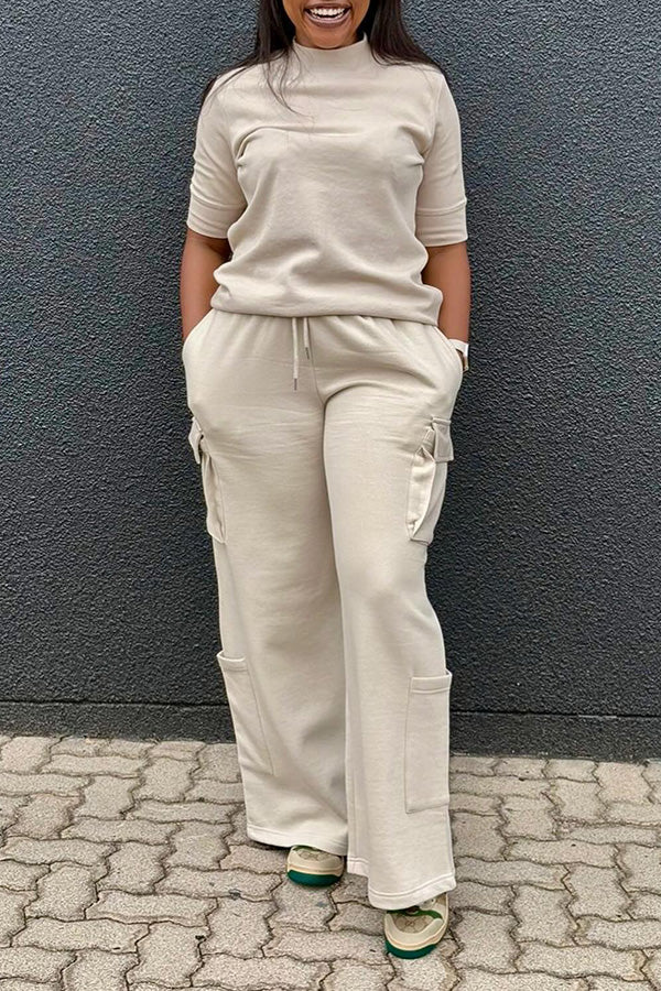 Mock Neck Top & Flap Pocket Pants Set