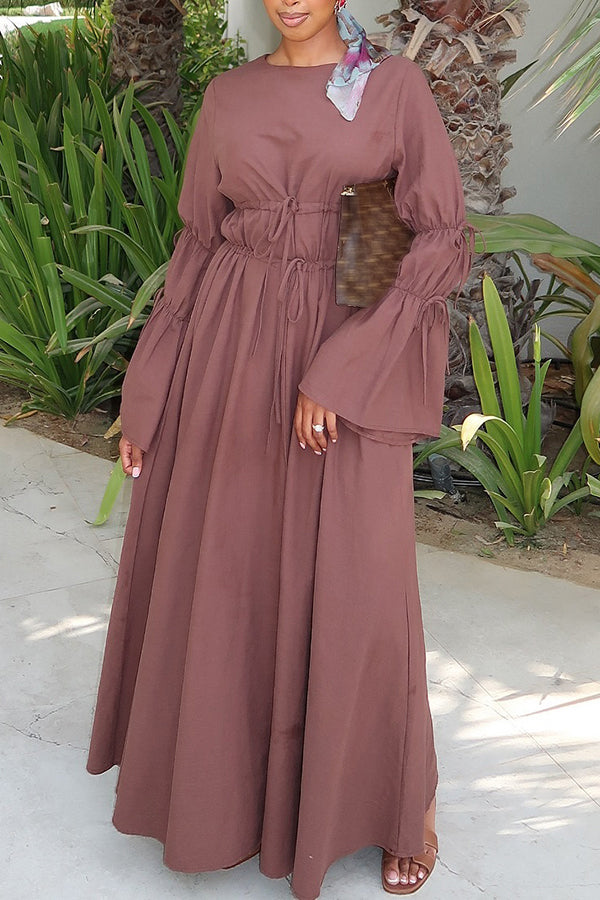 Casual Drawstring Runched Maxi Dress