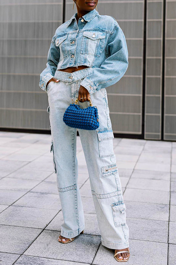 Stylish Single Breasted Denim Jacket