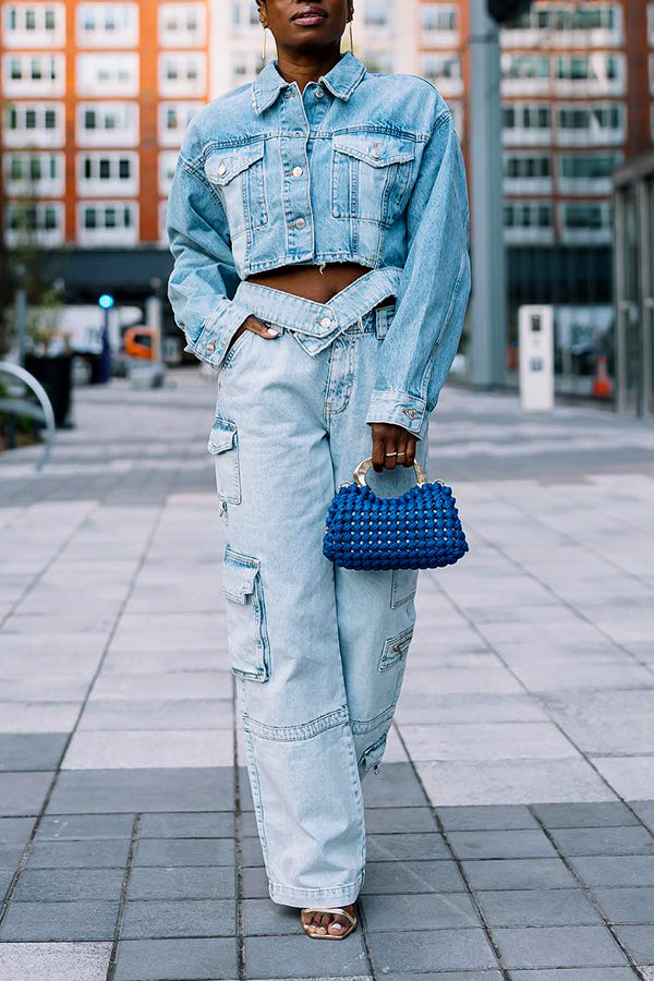 Stylish Single Breasted Denim Jacket