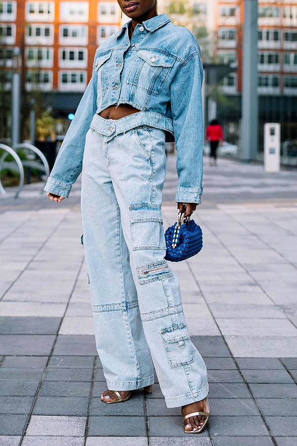 Stylish Single Breasted Denim Jacket