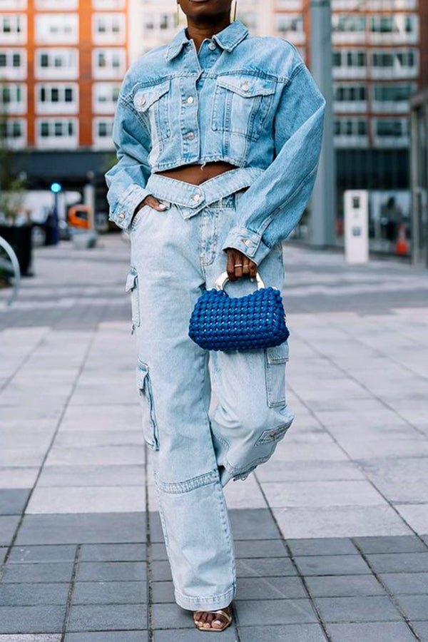 Stylish Single Breasted Denim Jacket