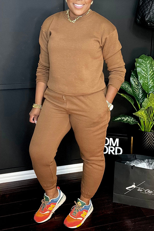 Casual Round Neck Sweatshirt & Pants Set