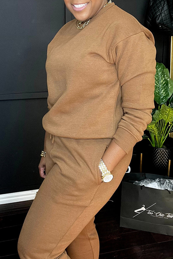 Casual Round Neck Sweatshirt & Pants Set