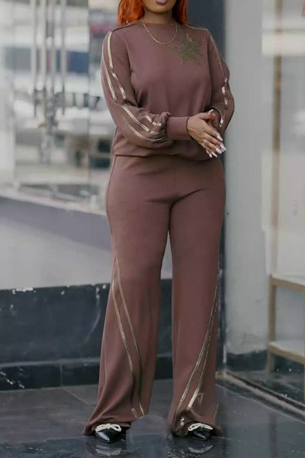 Casual Round Neck Sweatshirt & Pants Set