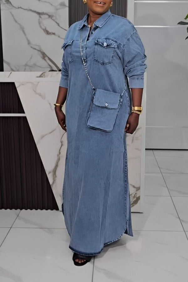 Cozy Loose Denim Maxi Dress