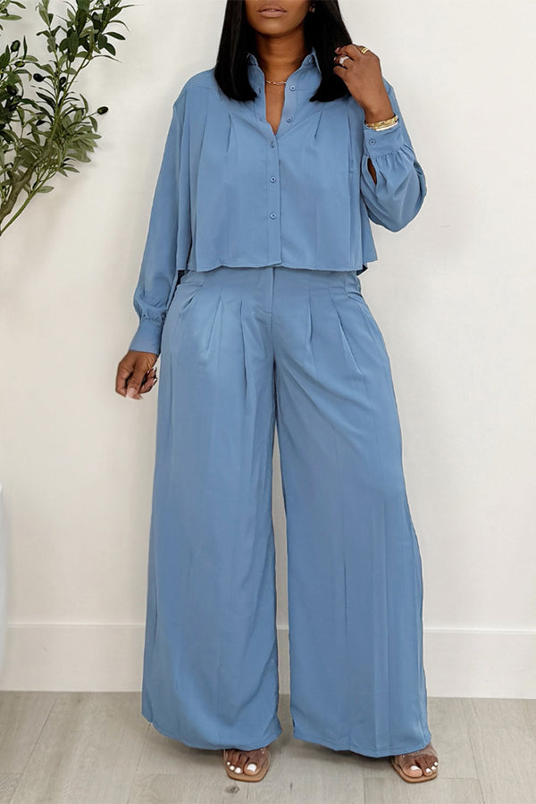 Casual Button Front Shirt & Pants Set