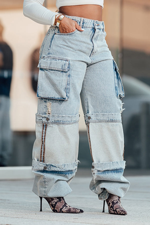 Stylish Light Washed Straight Jeans