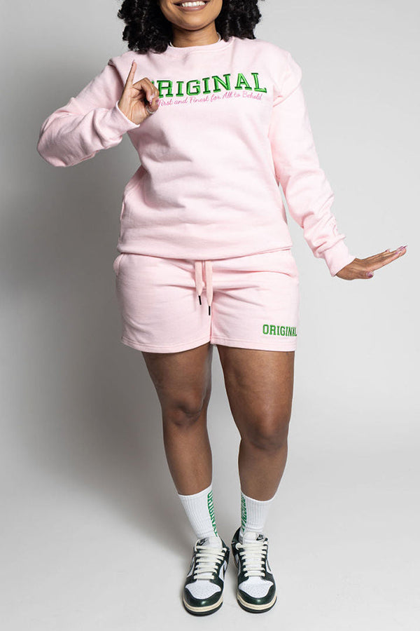 Cozy Round Neck Sweatshirt & Shorts Set