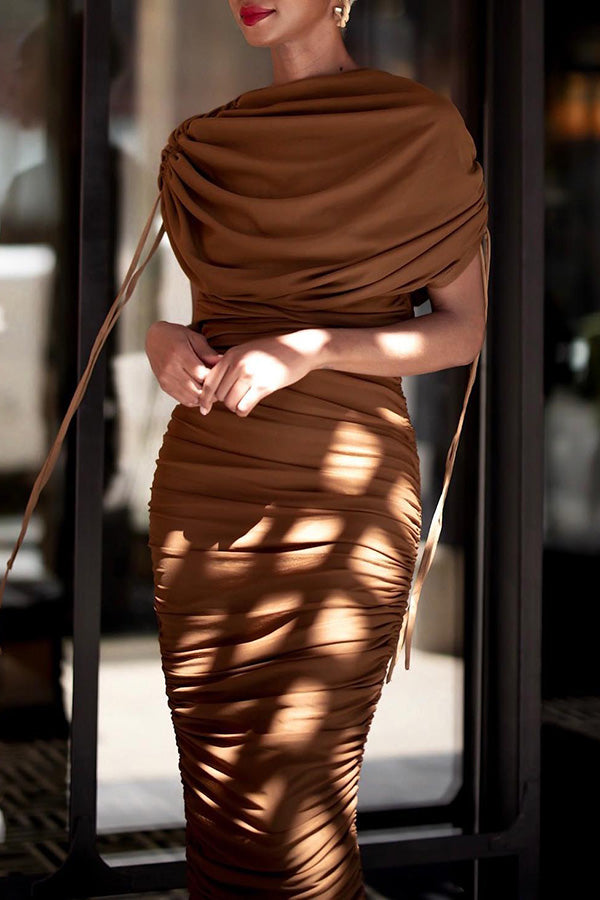 Gorgeous Drawstring Ruched Slim Dress