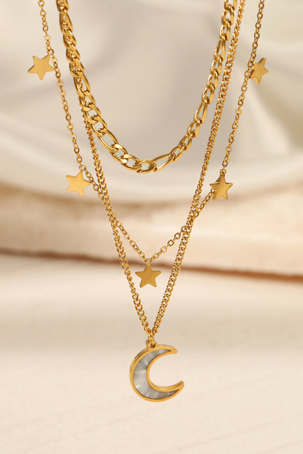 Star Moon 3 Layer Necklace